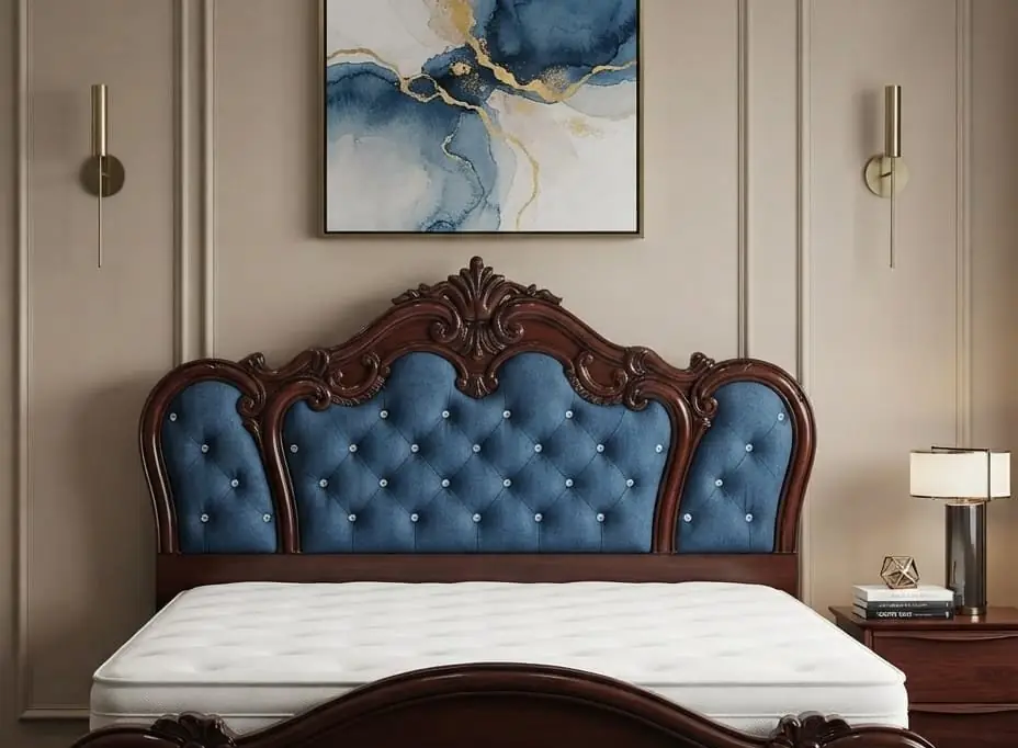 Baroque Sapphire Carved Bed