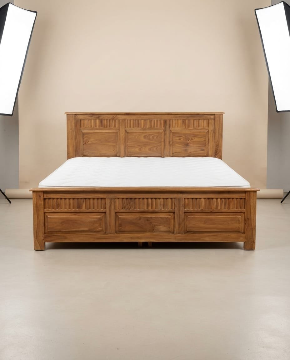 Carved Drawer Teak Bed