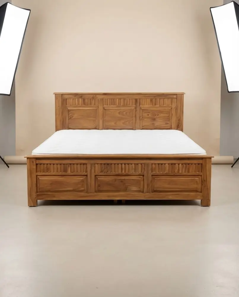 Carved Drawer Teak Bed