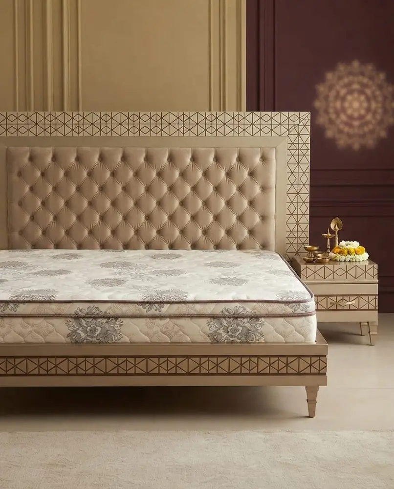 Champagne Tufted Panel Bed