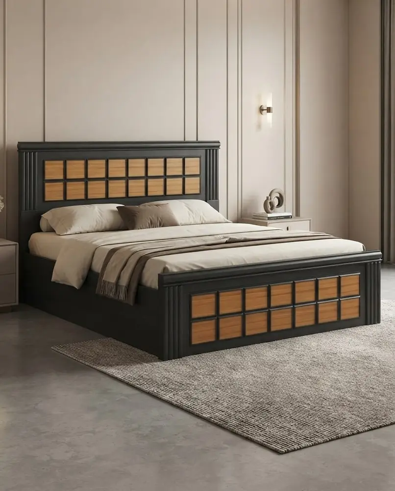 Checker Panel Charcoal Bed
