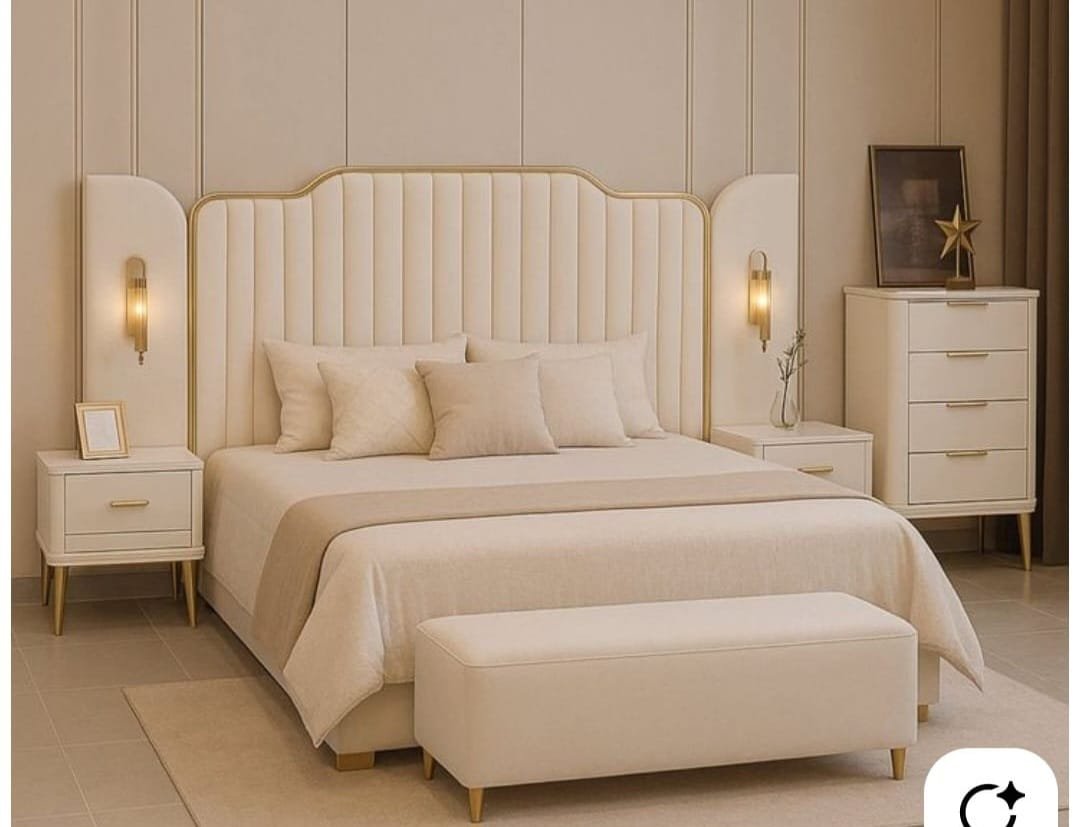 Cream Scallop Luxe Bed