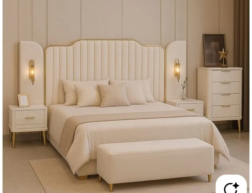 Cream Scallop Luxe Bed