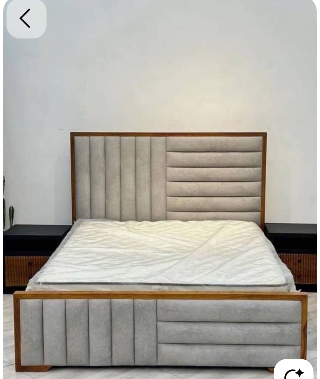 Grey Channel Panel Bed
