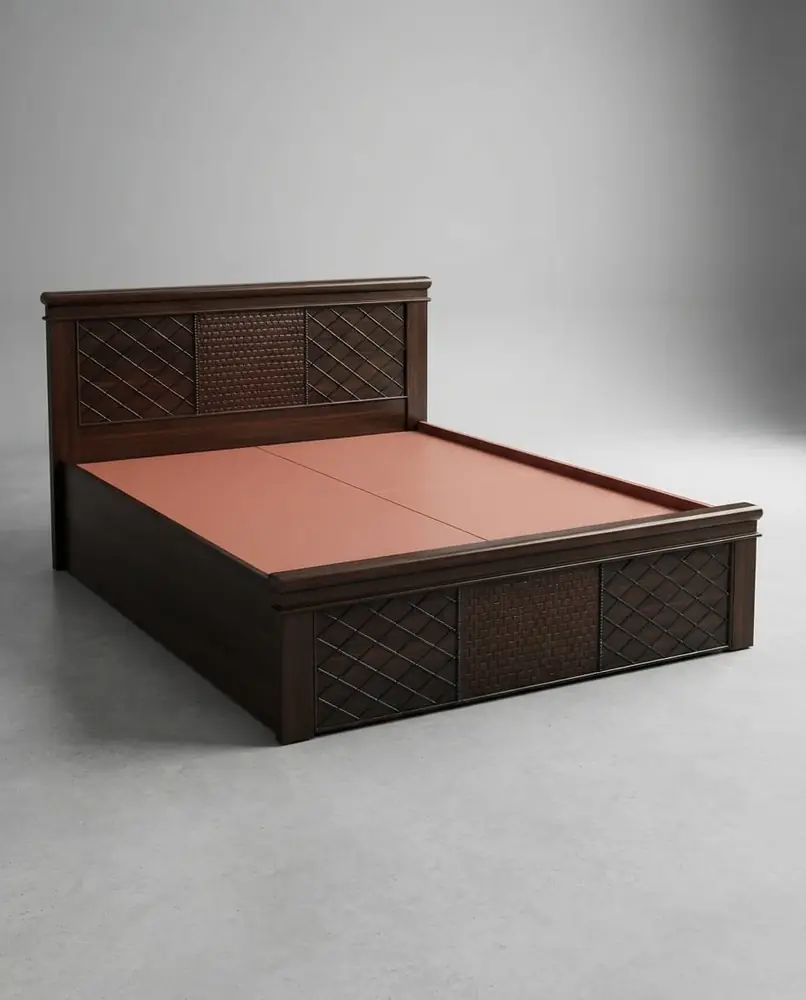 Lattice Walnut Box Bed