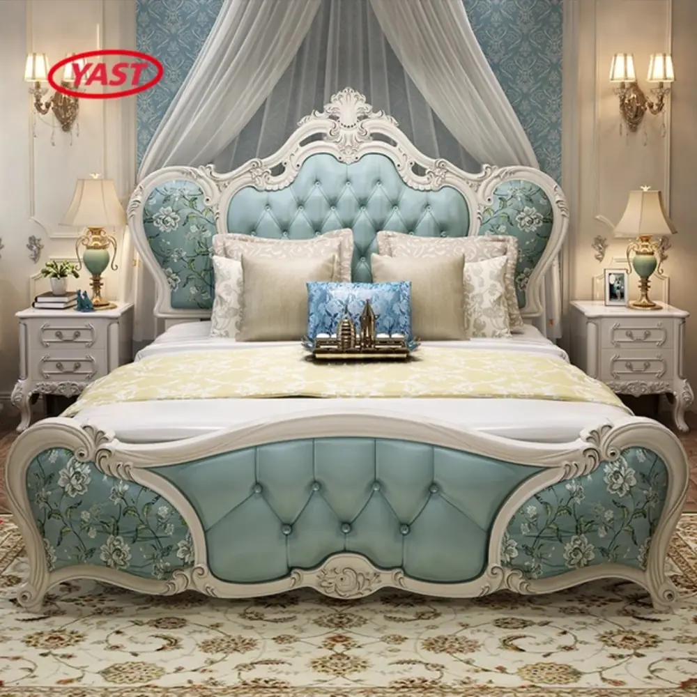 Maharaja Aqua Damask Royal Bed