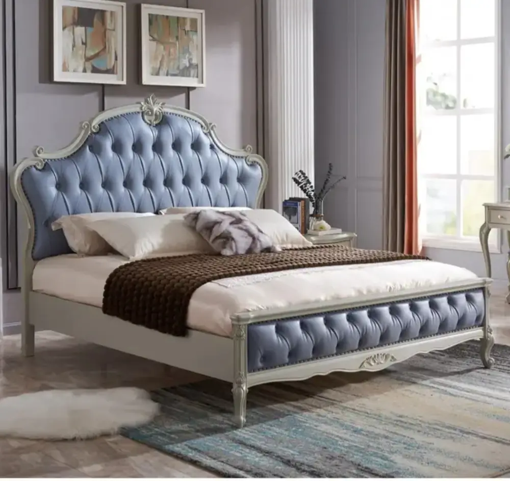 Maharaja Sky Blue Tufted Bed