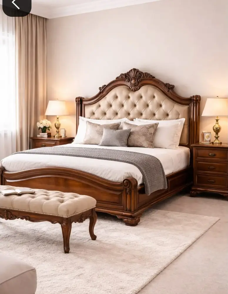 Maharaja Teak Arch Tufted Bed
