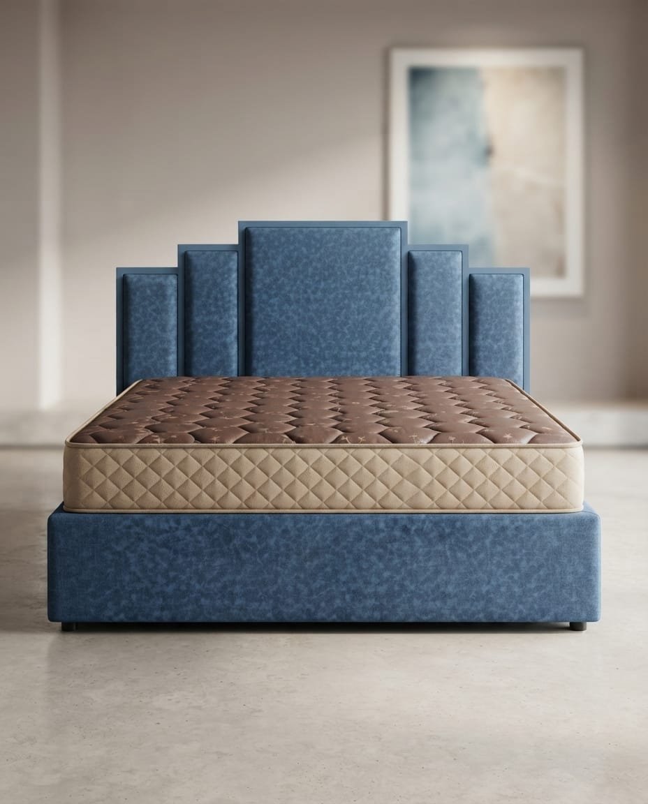 Skyline Blue Upholstered Bed