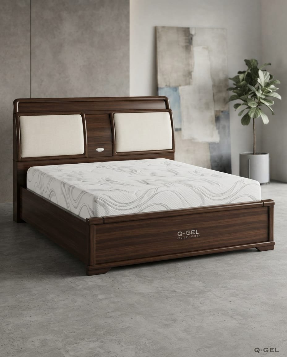 Sleigh Cushion Walnut Bed