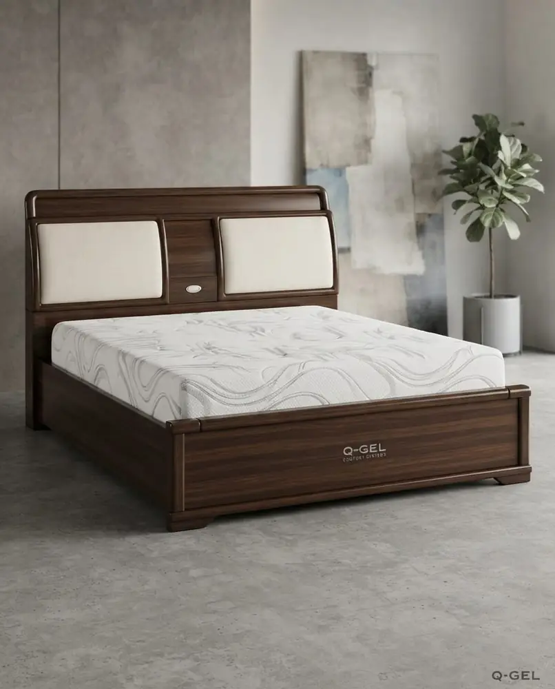 Sleigh Cushion Walnut Bed