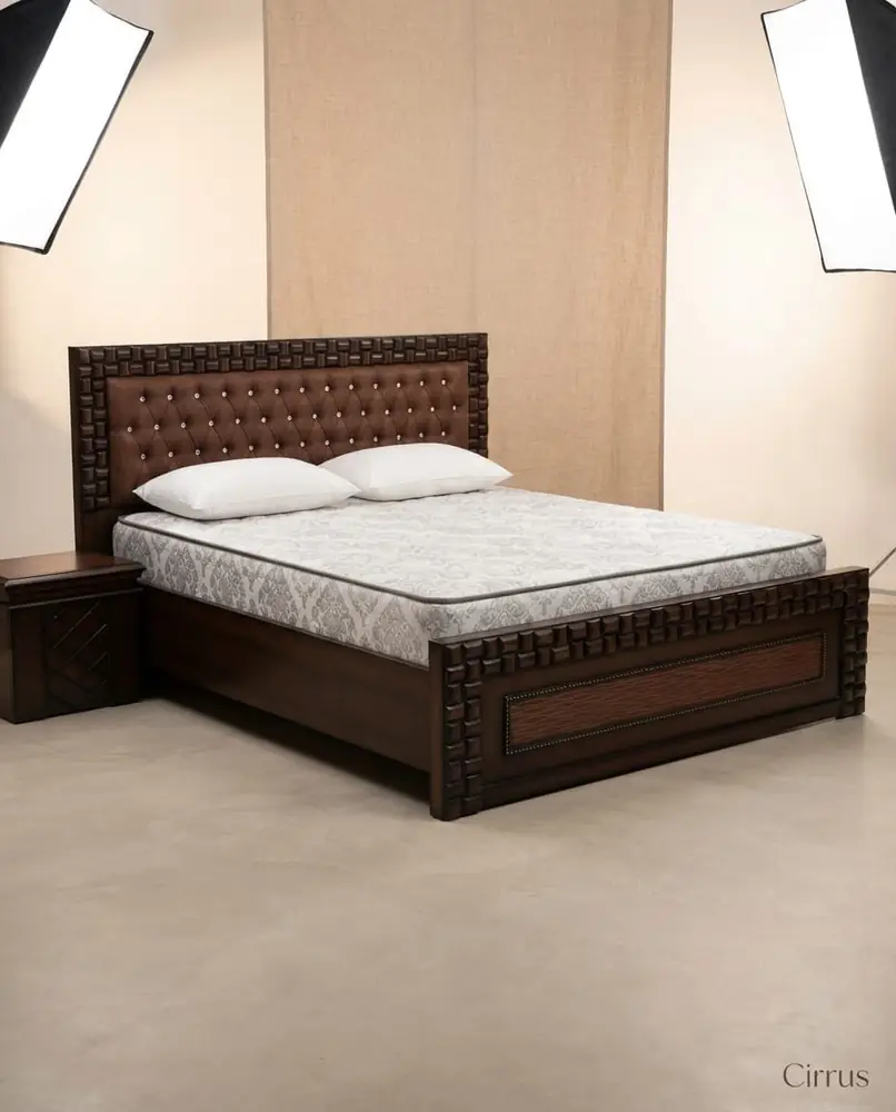 Studded Dark Walnut Bed