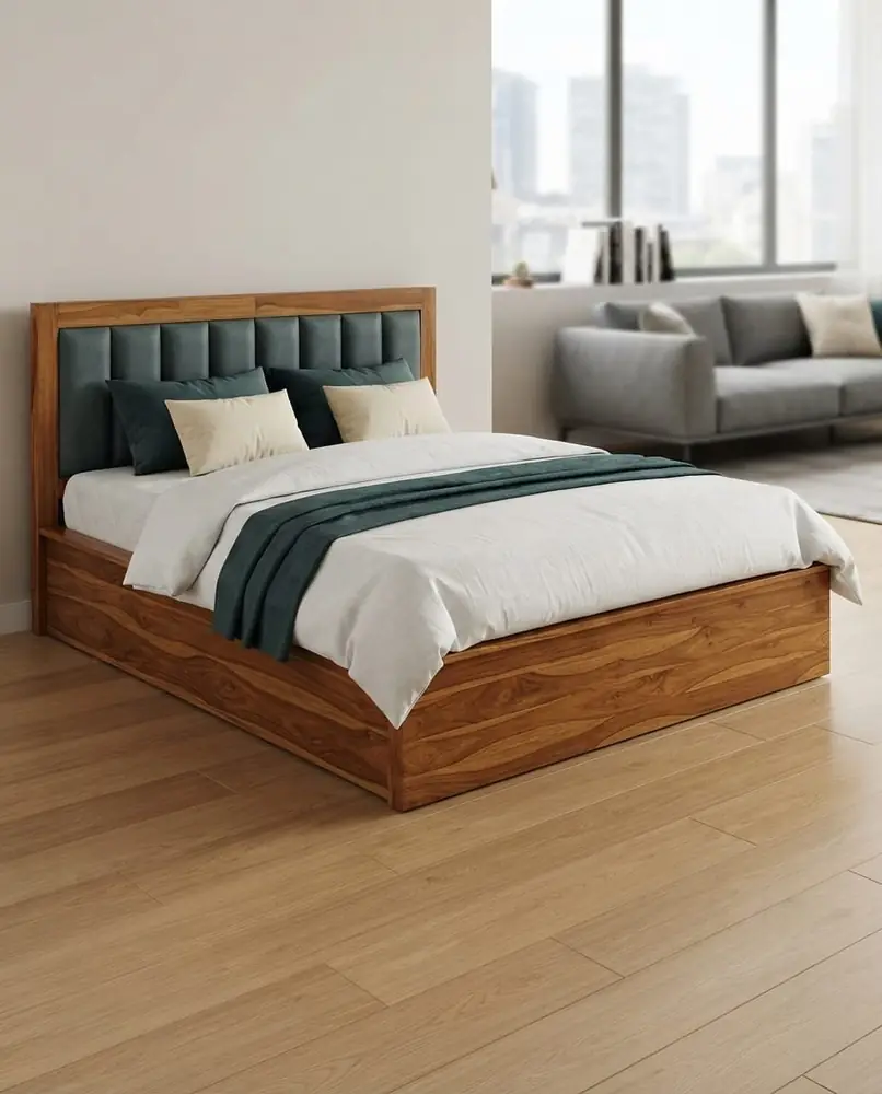 Teal Velvet Platform Bed