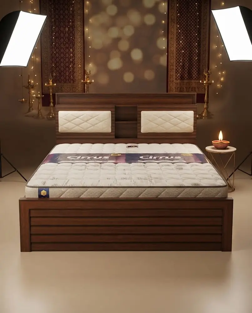Twin Cushion Walnut Bed