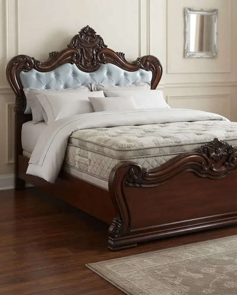 Victorian Blue Tufted Bed