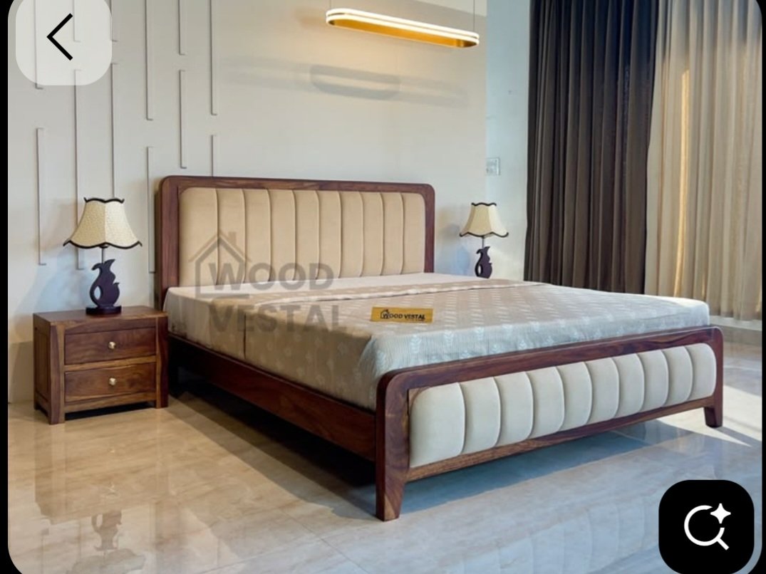 Walnut Frame Cushion Bed