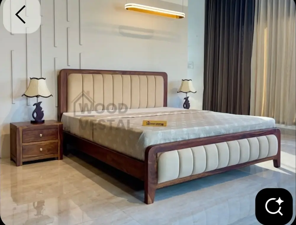 Walnut Frame Cushion Bed
