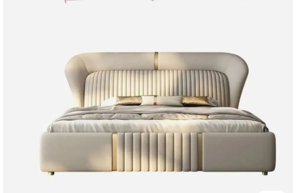Wingtip Cream Leather Bed