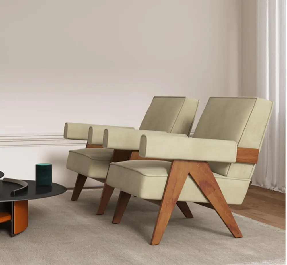 Pierre Teak Lounge Chair Pair