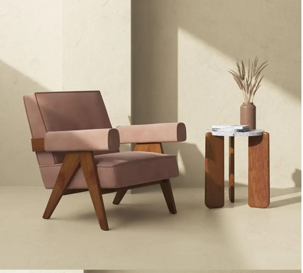 Terracotta V-Leg Accent Chair