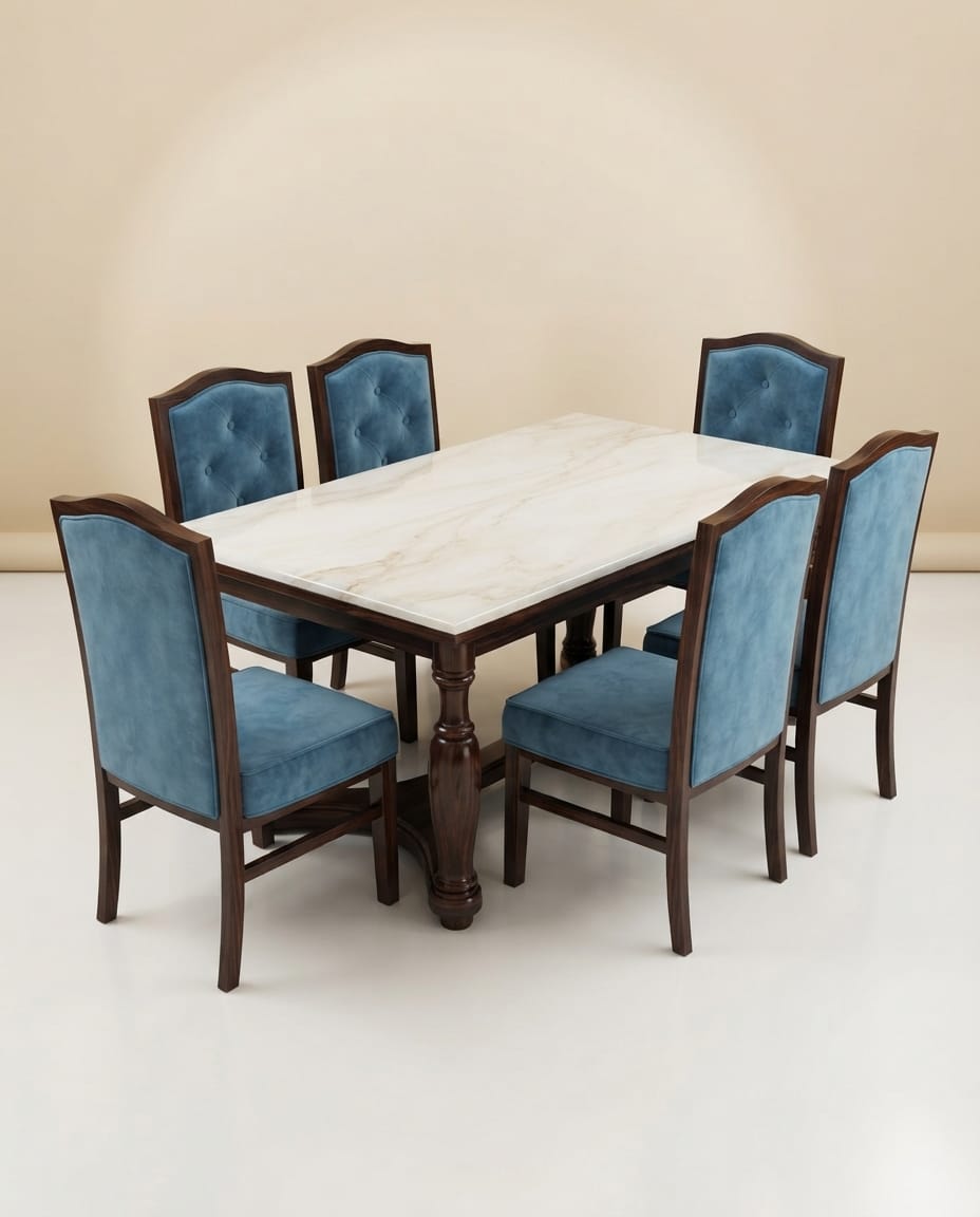 Azure Tufted Marble Dining