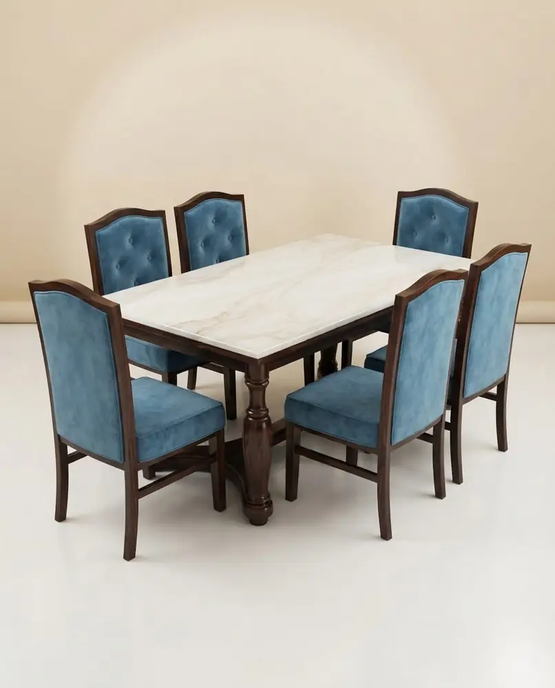 Azure Tufted Marble Dining