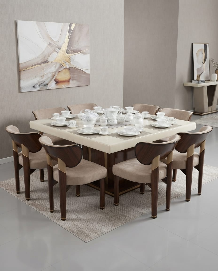Cream Square Marble Dining