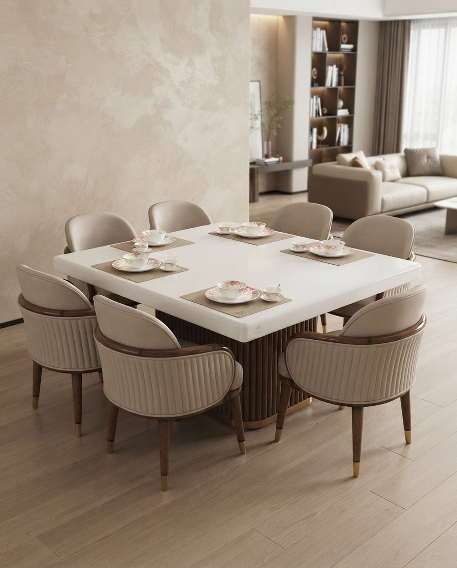 Ivory Pedestal Marble Dining