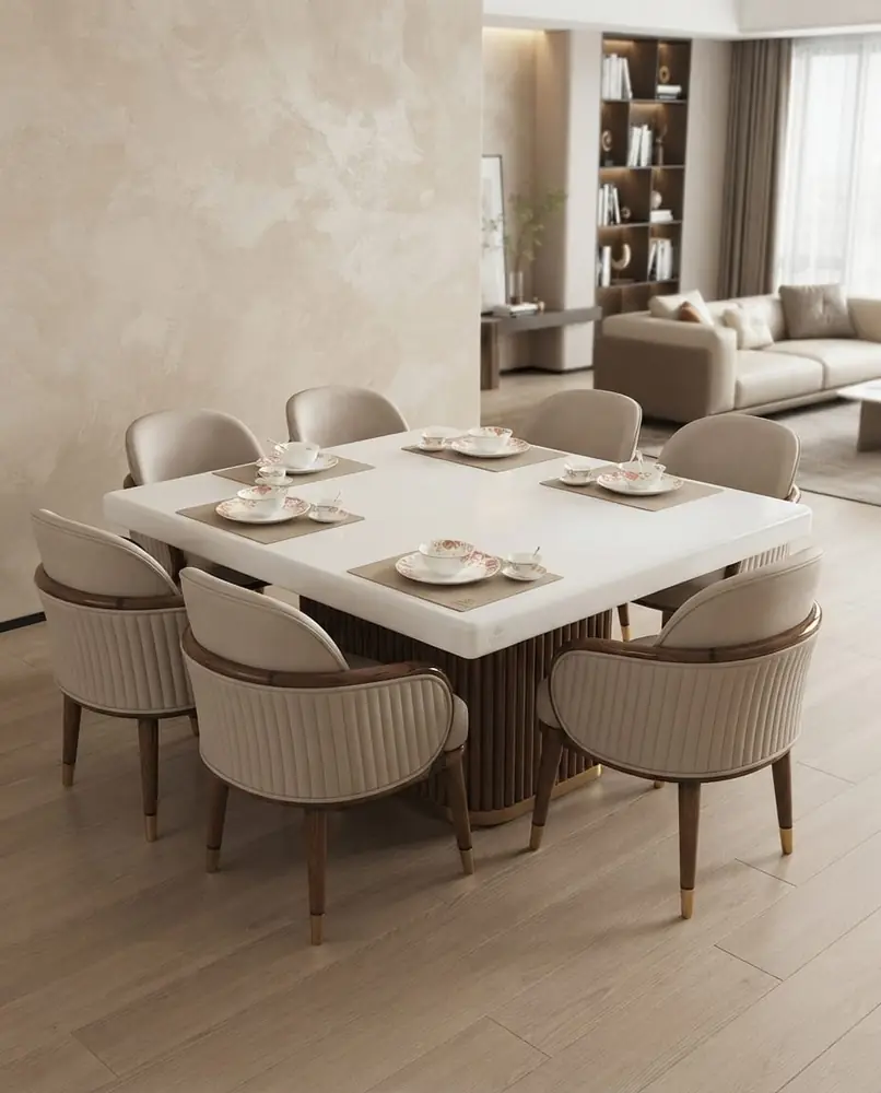 Ivory Pedestal Marble Dining