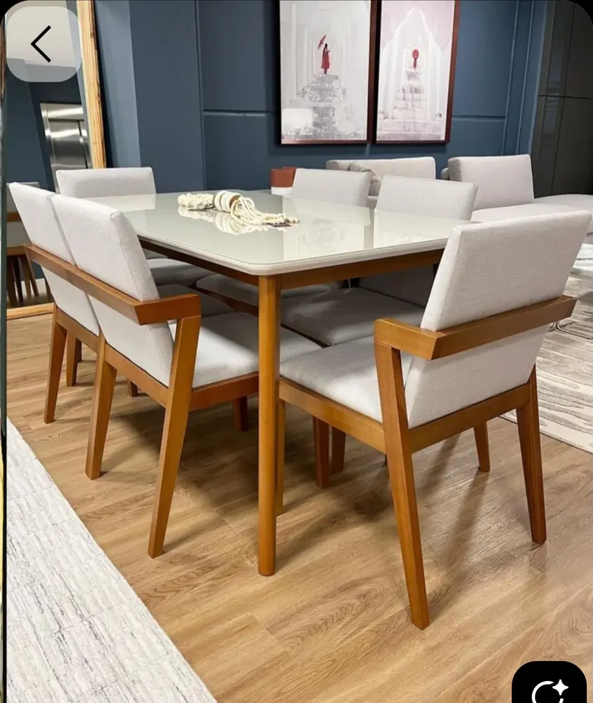 Ivory Top Teak Armchair Dining Set