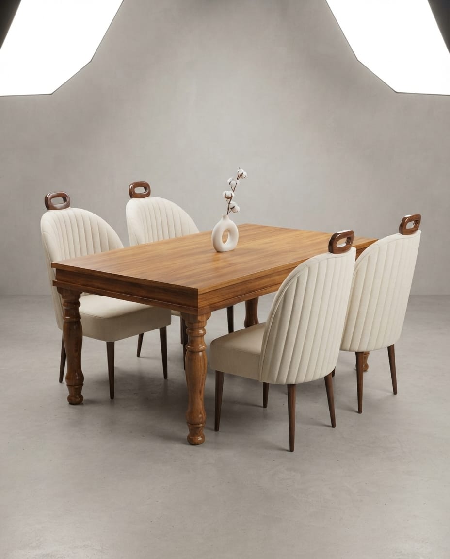 Ivory Wingback Teak Dining