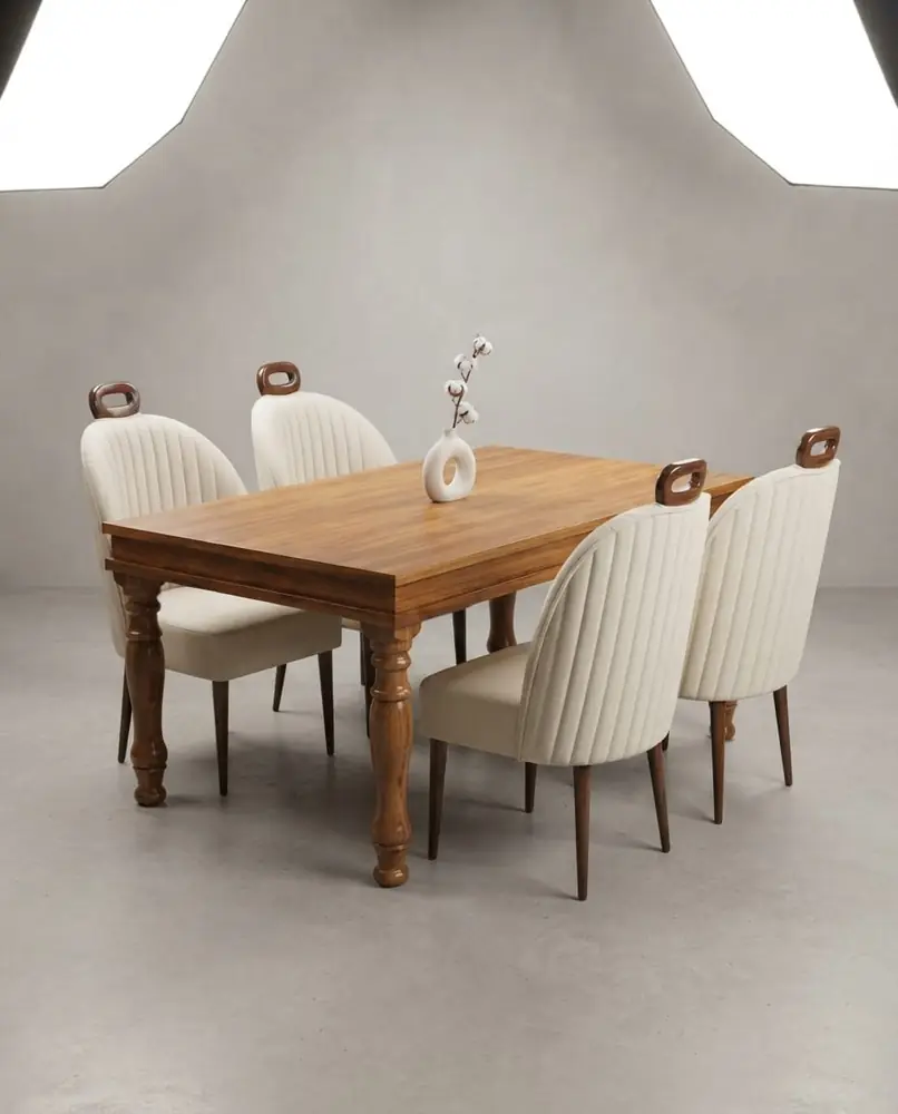 Ivory Wingback Teak Dining