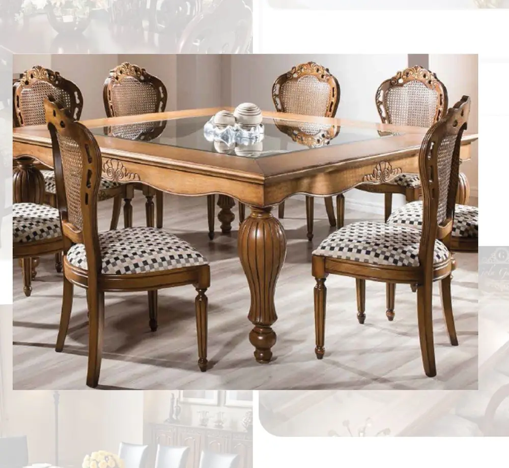 Maharaja Cane Back Glass Top Dining Set