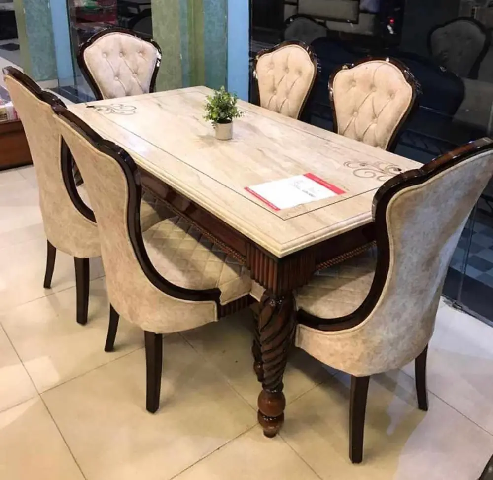 Maharaja Twisted Leg Marble Dining Set