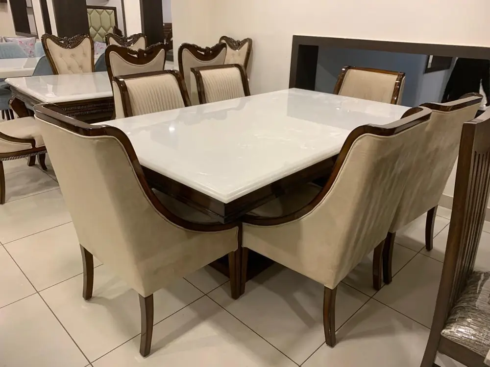 Maharaja Wingback Marble Dining Set
