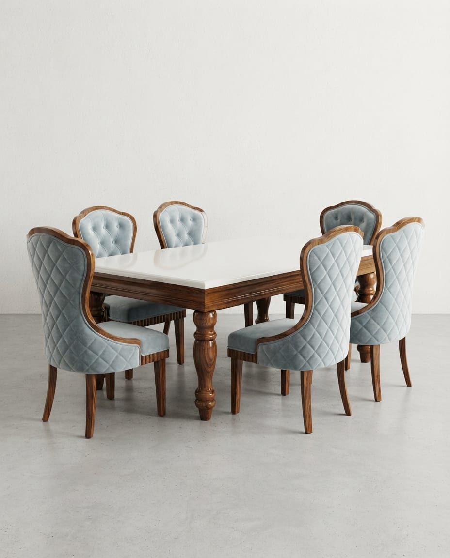 Mist Quilted Marble Dining