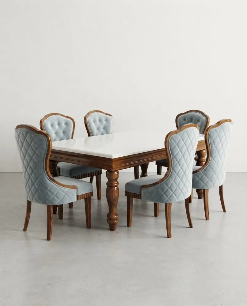 Mist Quilted Marble Dining