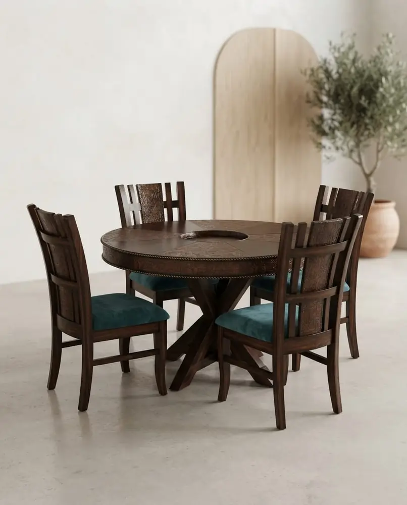 Teal Round Pedestal Dining