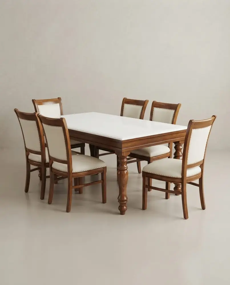 Turned Leg Marble Dining