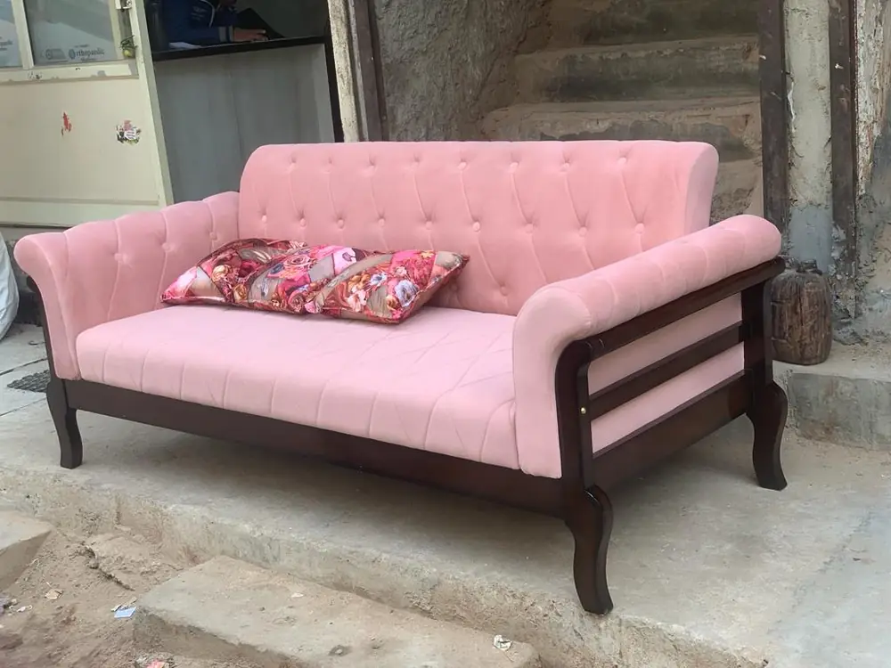Blush Pink Tufted Sofa