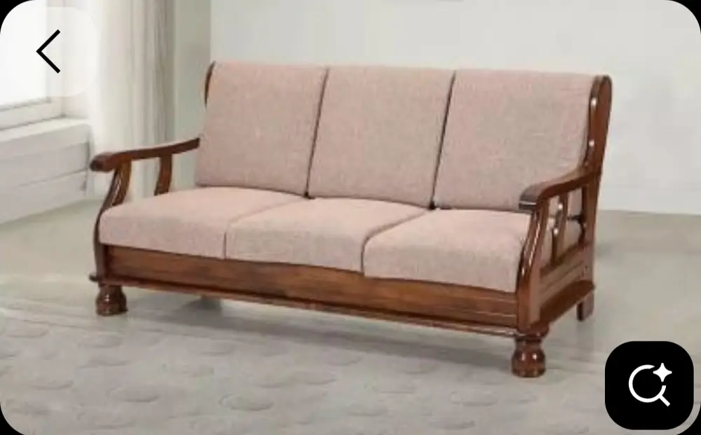 Blush Turned-Leg Wooden Sofa
