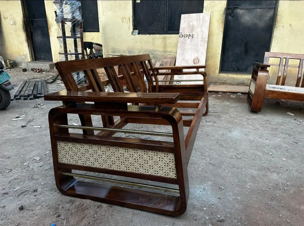 Cane Panel Teak Sofa