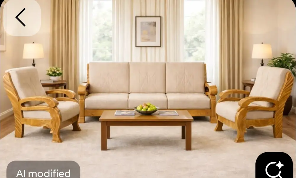 Carved Arm Teak Sofa Set