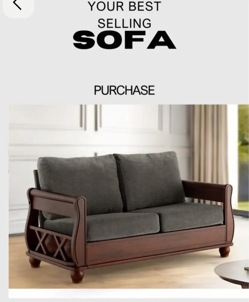 Charcoal Lattice Arm Sofa