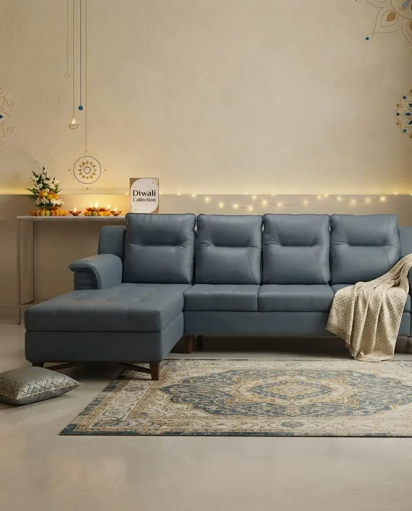 Denim Blue Chaise Sofa