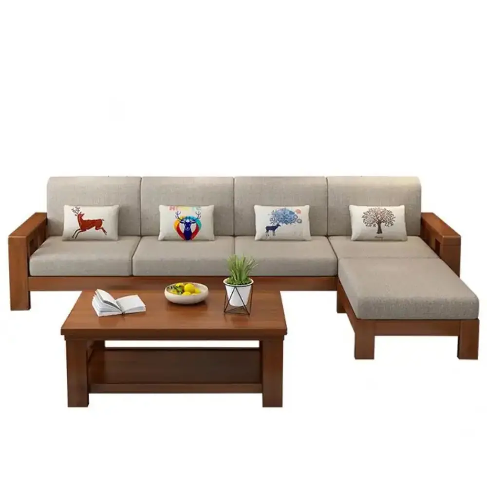 Grey 4 Seater Chaise Sofa