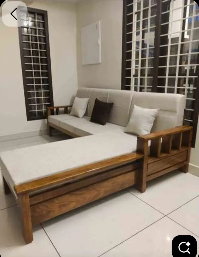 Grey L-Shape Teak Sofa
