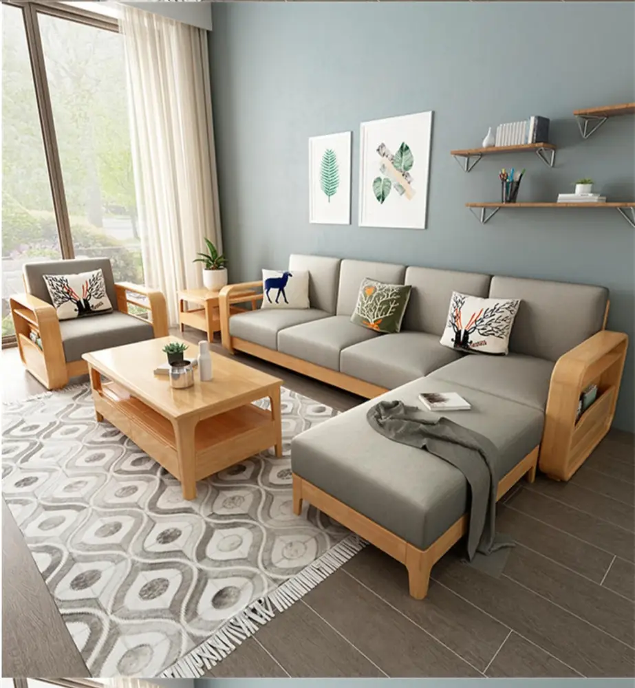 Grey Oak Chaise Sofa Set
