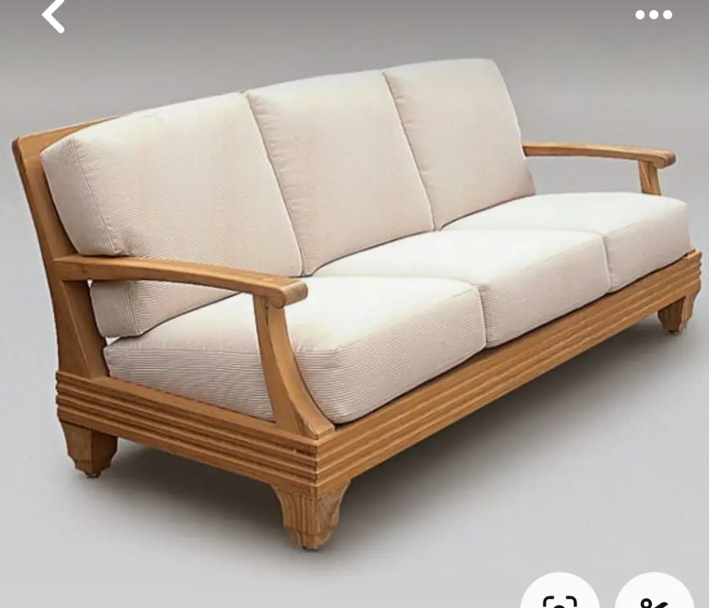 Ivory Flared Arm Wooden Sofa
