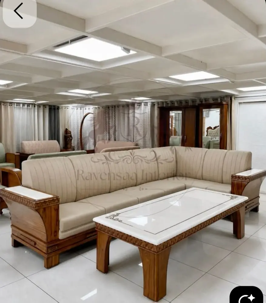 Ivory Teak Corner Sofa
